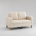 Canapé convertible 2 places en polyester tissé et bois massif, crème, 145 × 84 × 86 cm, couchage 120 × 190 cm