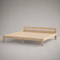Cadre de lit double en bois naturel avec sommier à lattes, couchage 180 × 200 cm, dimensions 208 × 188 × 75 cm