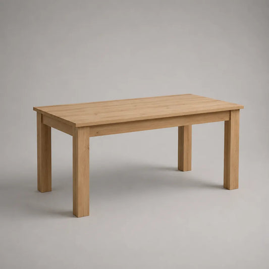 Table à manger rectangulaire en chêne massif, chêne naturel, 140 × 80 × 75 cm