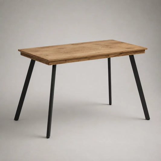 Table à manger rectangulaire en bois massif d’acacia et acier noir, marron naturel et noir, 120 × 70 × 75 cm